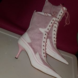 Unique pink/ White boots